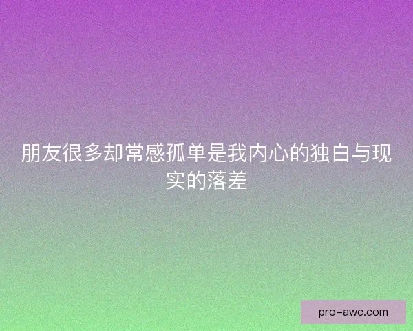 朋友很多却常感孤单是我内心的独白与现实的落差