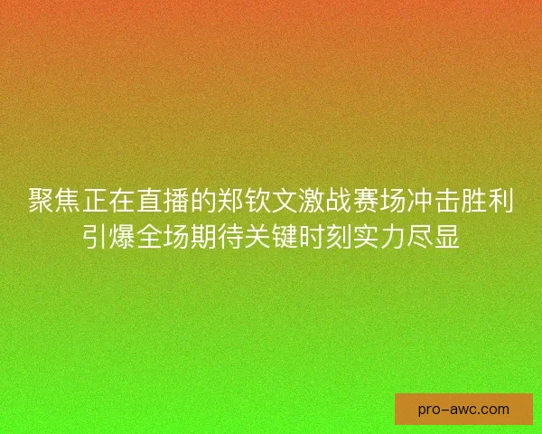 聚焦正在直播的郑钦文激战赛场冲击胜利引爆全场期待关键时刻实力尽显