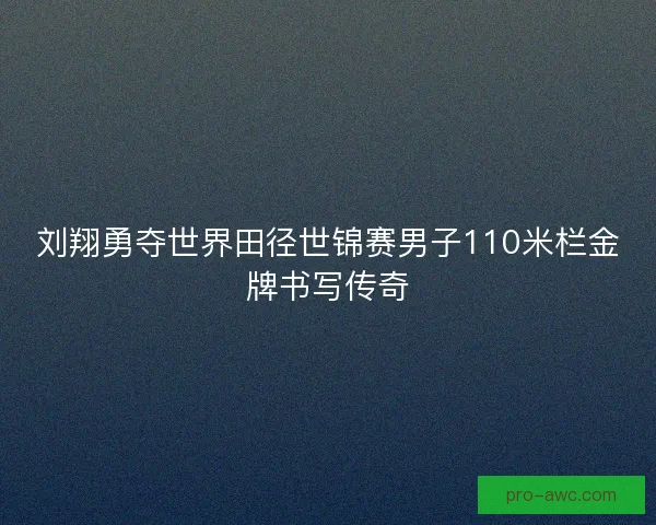 刘翔勇夺世界田径世锦赛男子110米栏金牌书写传奇