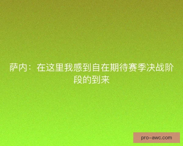 萨内：在这里我感到自在期待赛季决战阶段的到来