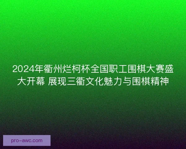 2024年衢州烂柯杯全国职工围棋大赛盛大开幕 展现三衢文化魅力与围棋精神 2024年衢州烂柯杯全国职工围棋大赛盛大开幕 展现三衢文化魅力与围棋精神